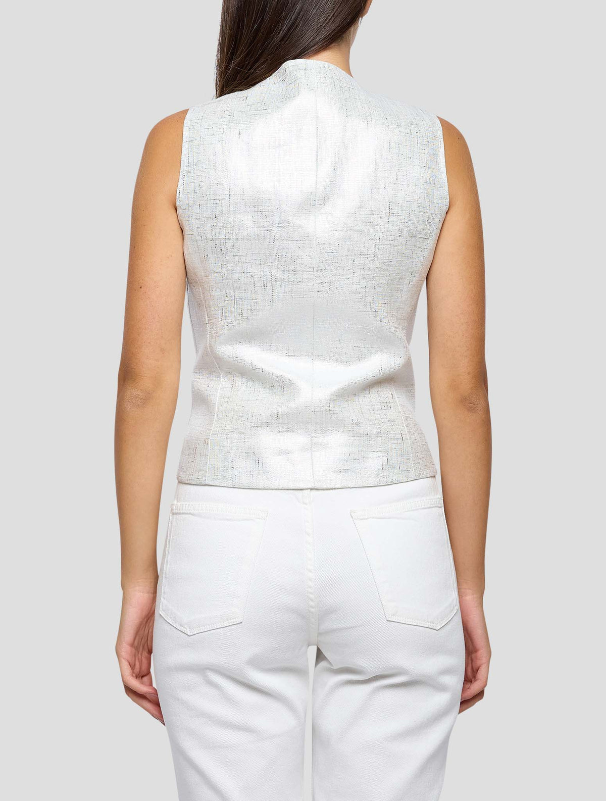 Kiton White Linen Vest Women