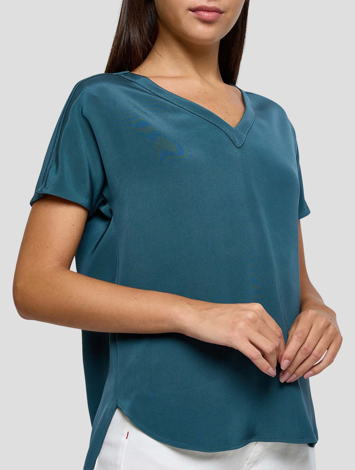 Kiton Blue Silk Ea Shirt Women