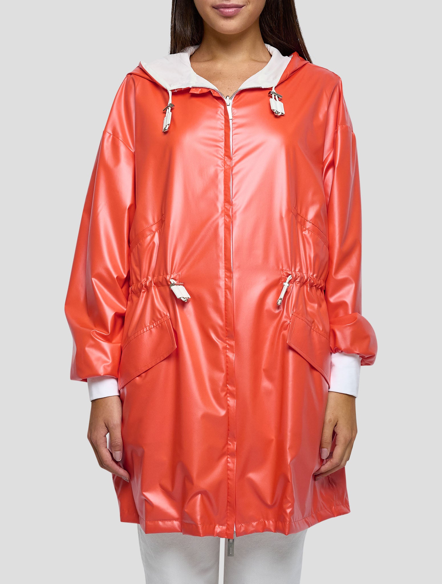 Kiton Orange White Pl Reverse Overcoat Women