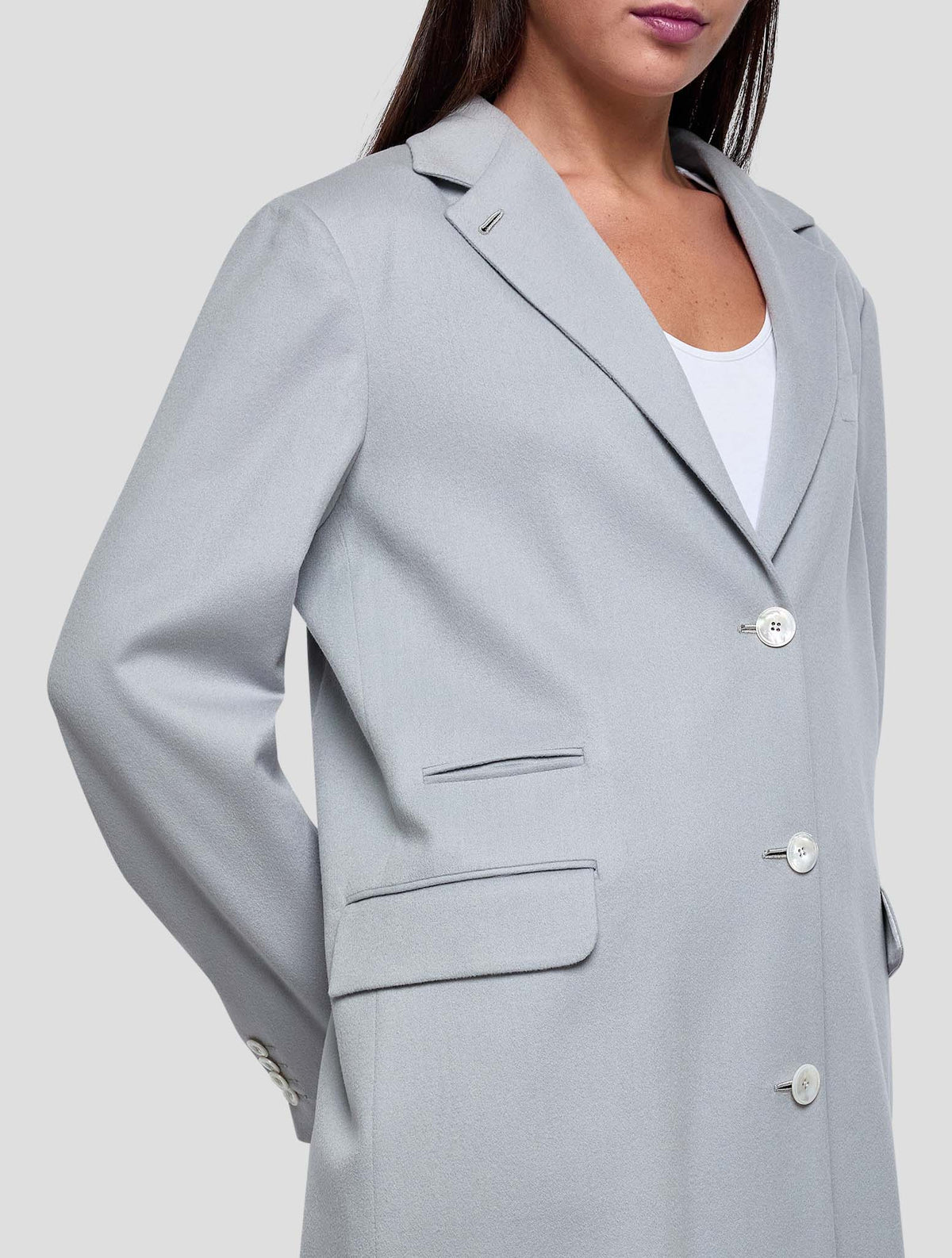 Kiton Gray Cashmere Overcoat Women