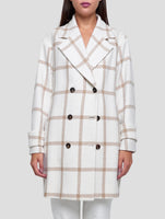 Kiton Beige White Cashmere Overcoat Women