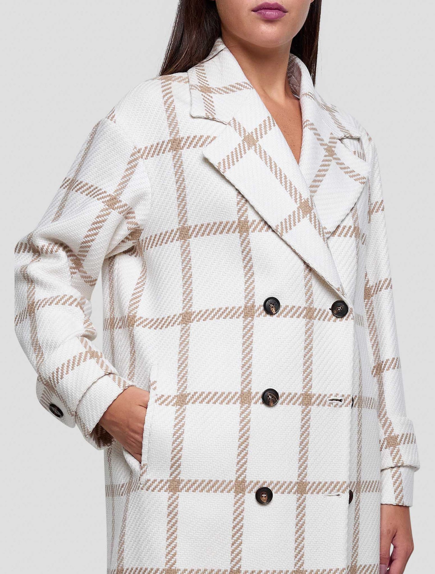 Kiton Beige White Cashmere Overcoat Women