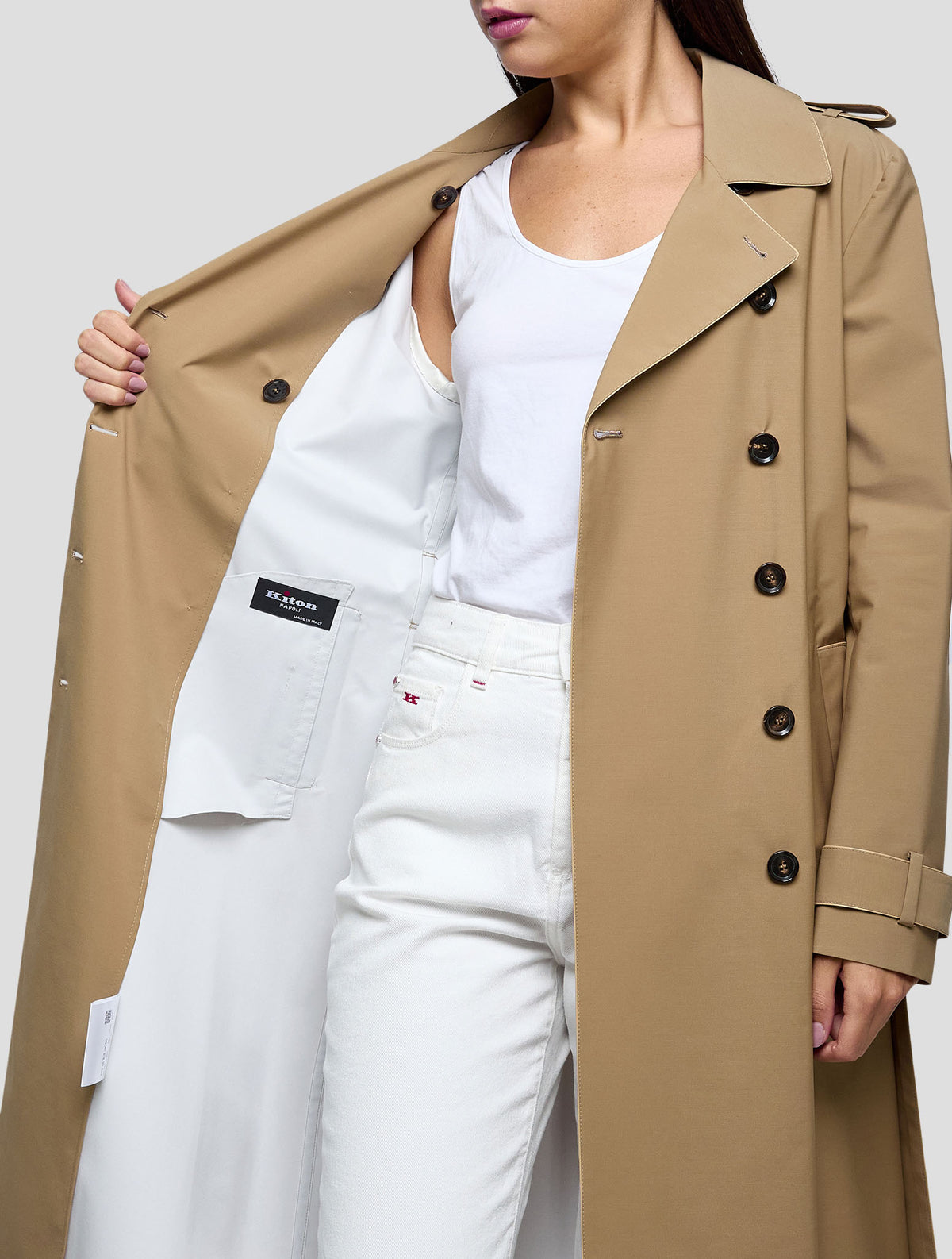 Kiton Brown Wool Pa Overcoat Women