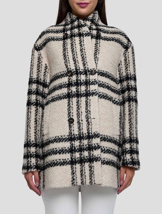 Kiton Beige Black Alpaca Virgin Wool Pa Cashmere Overcoat Women