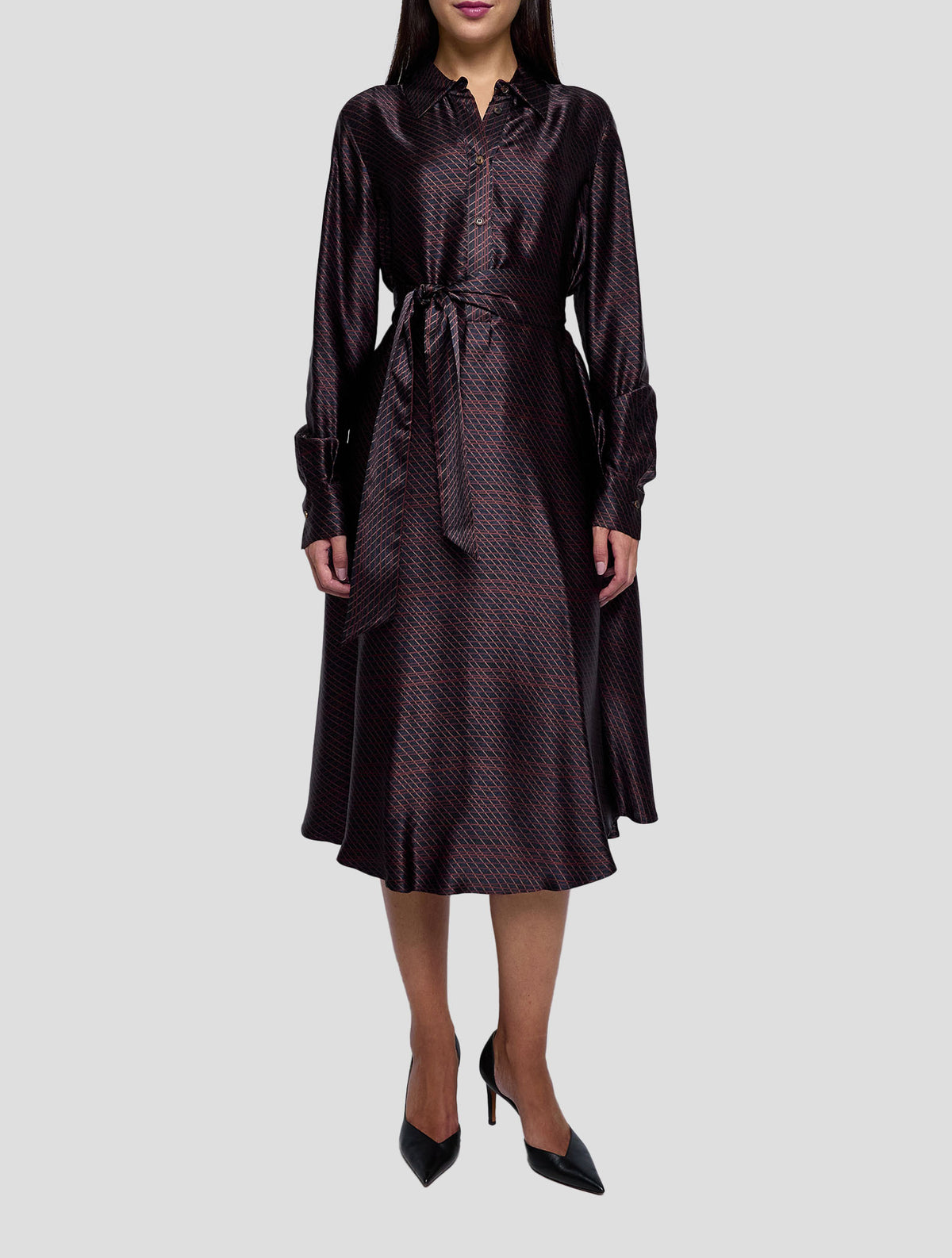 Kiton Brown Blue Silk Dress Women