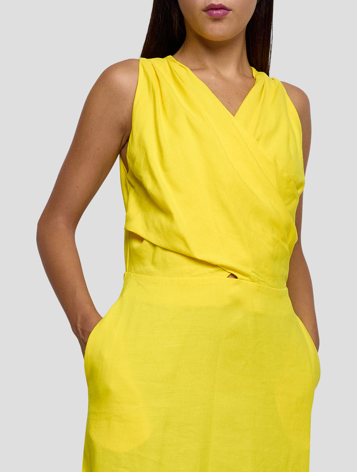 Kiton Yellow Linen Viscose Ea Dress Women