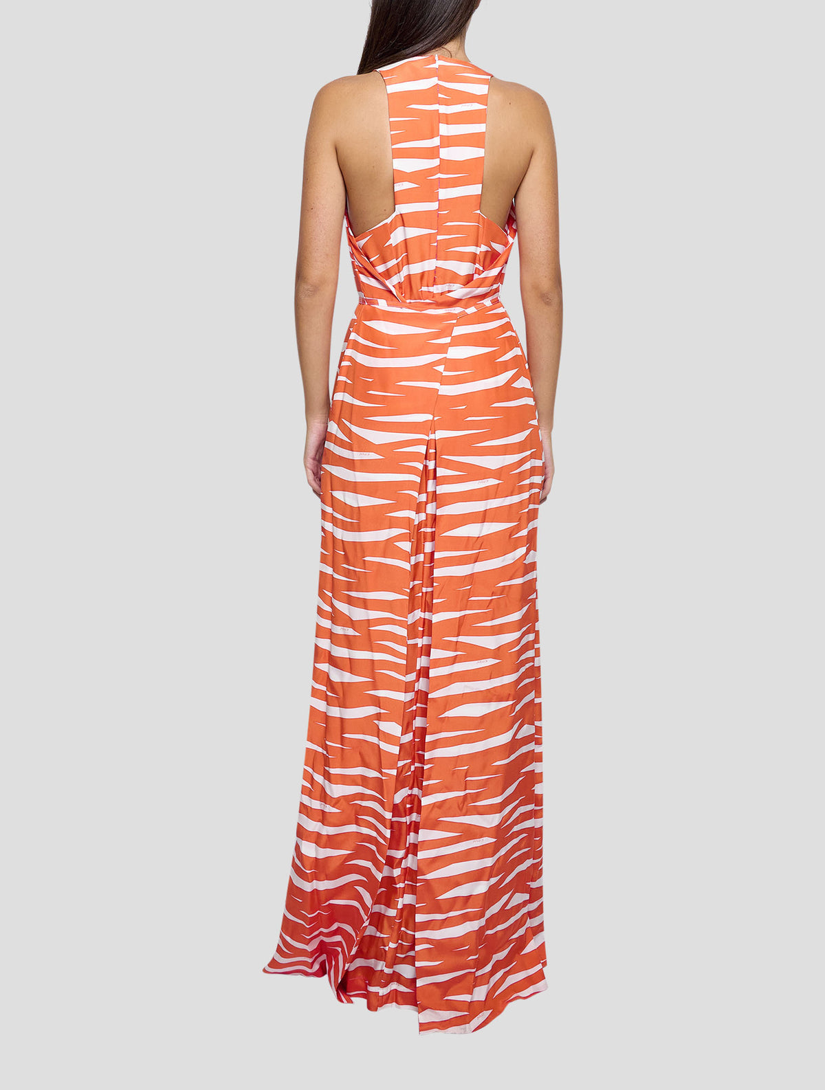 Kiton Orange White Silk Dress Women