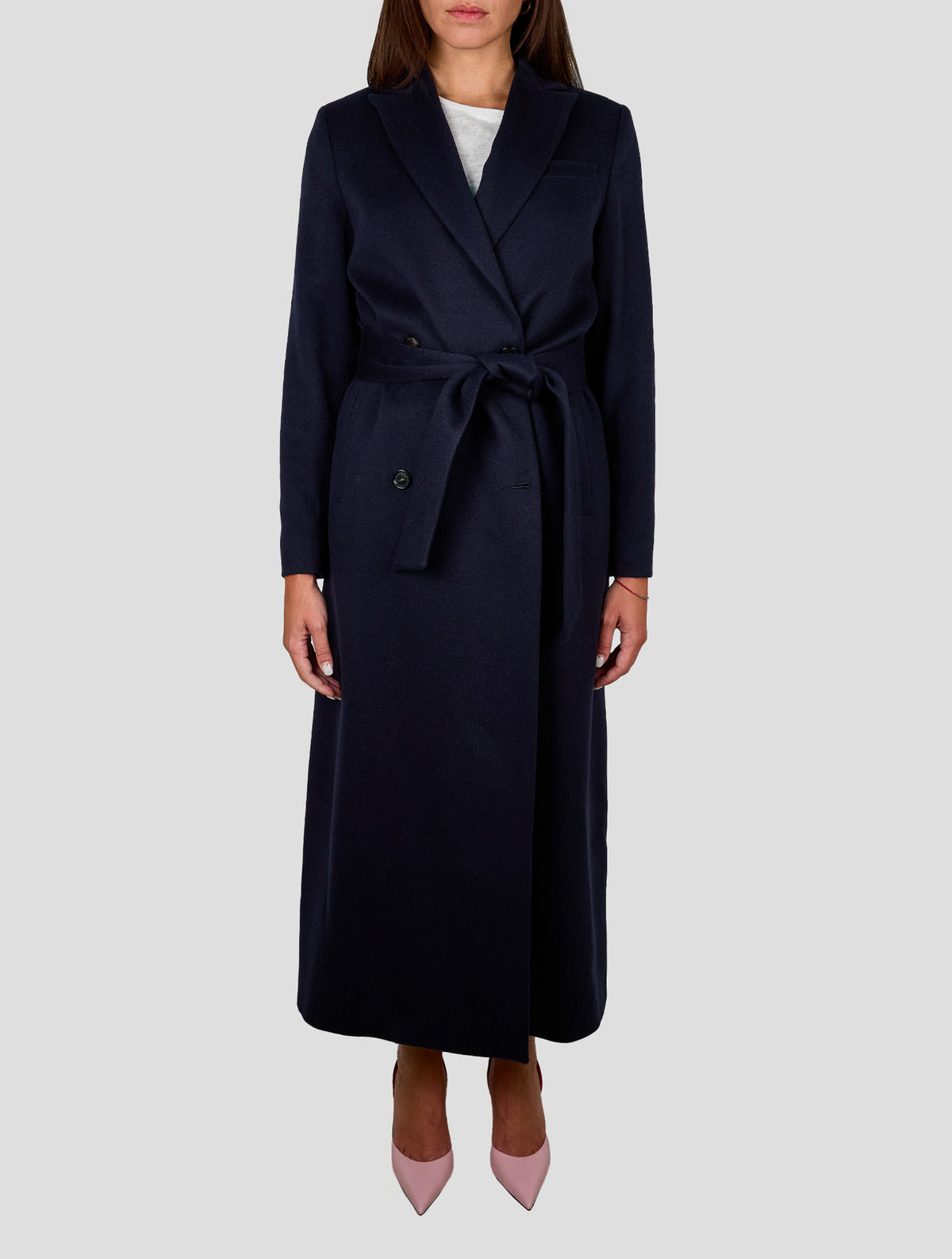 Kiton Dark Blue Cashmere Overcoat Women