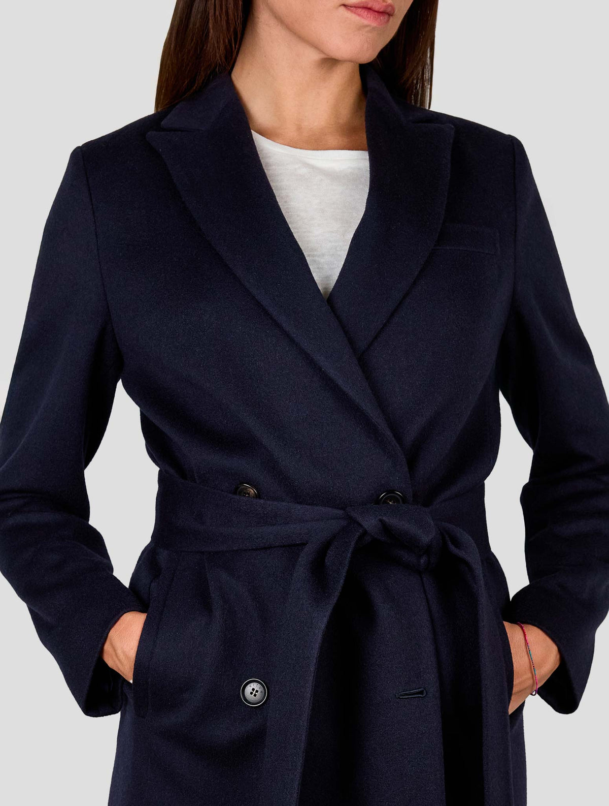 Kiton Dark Blue Cashmere Overcoat Women