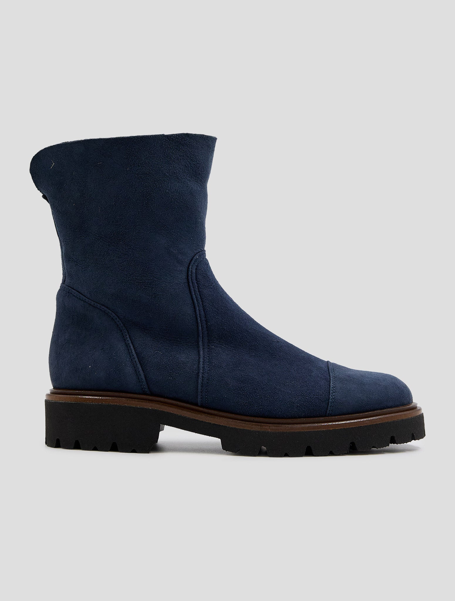 Kiton Blue Leather Shearling Boots Women