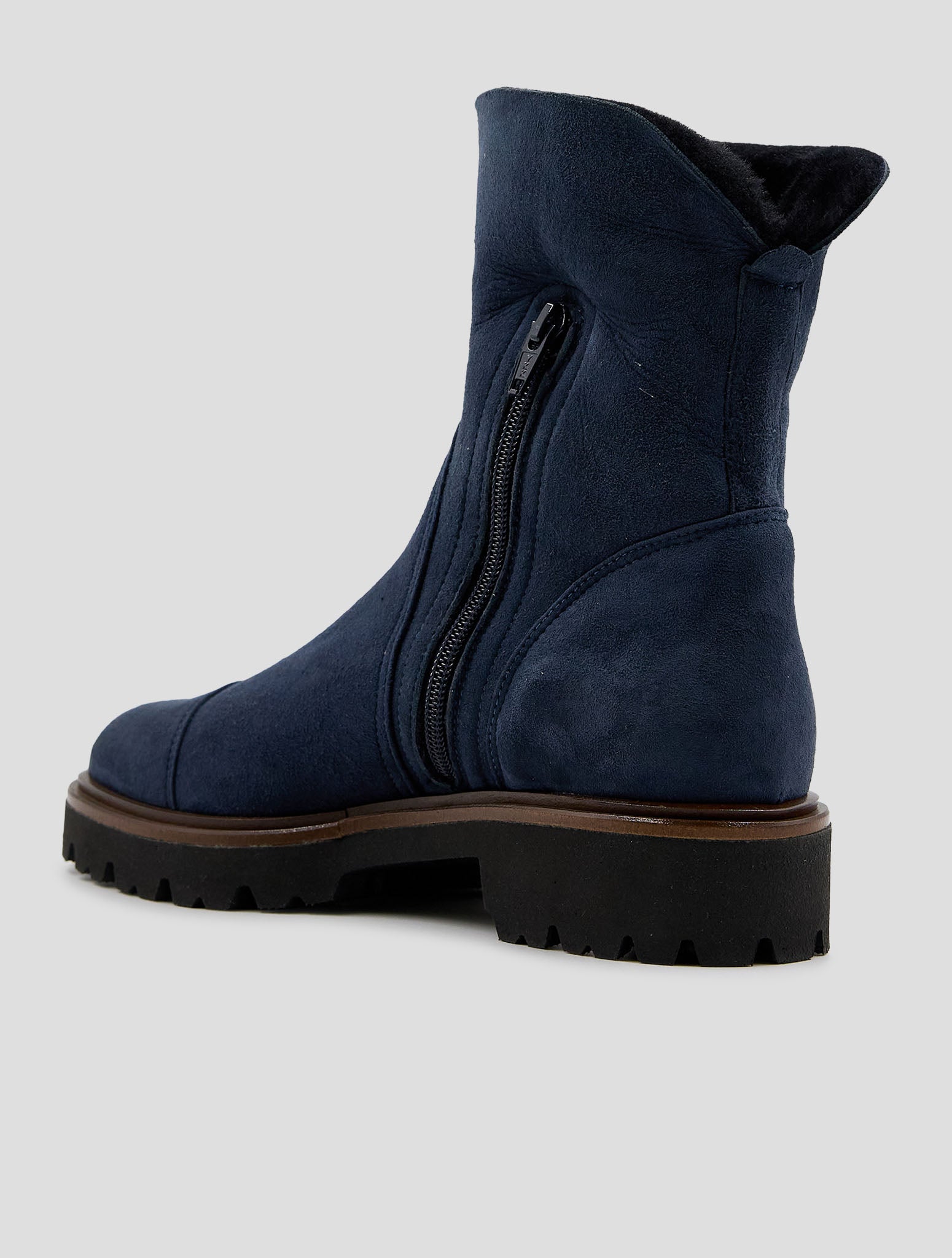 Kiton Blue Leather Shearling Boots Women