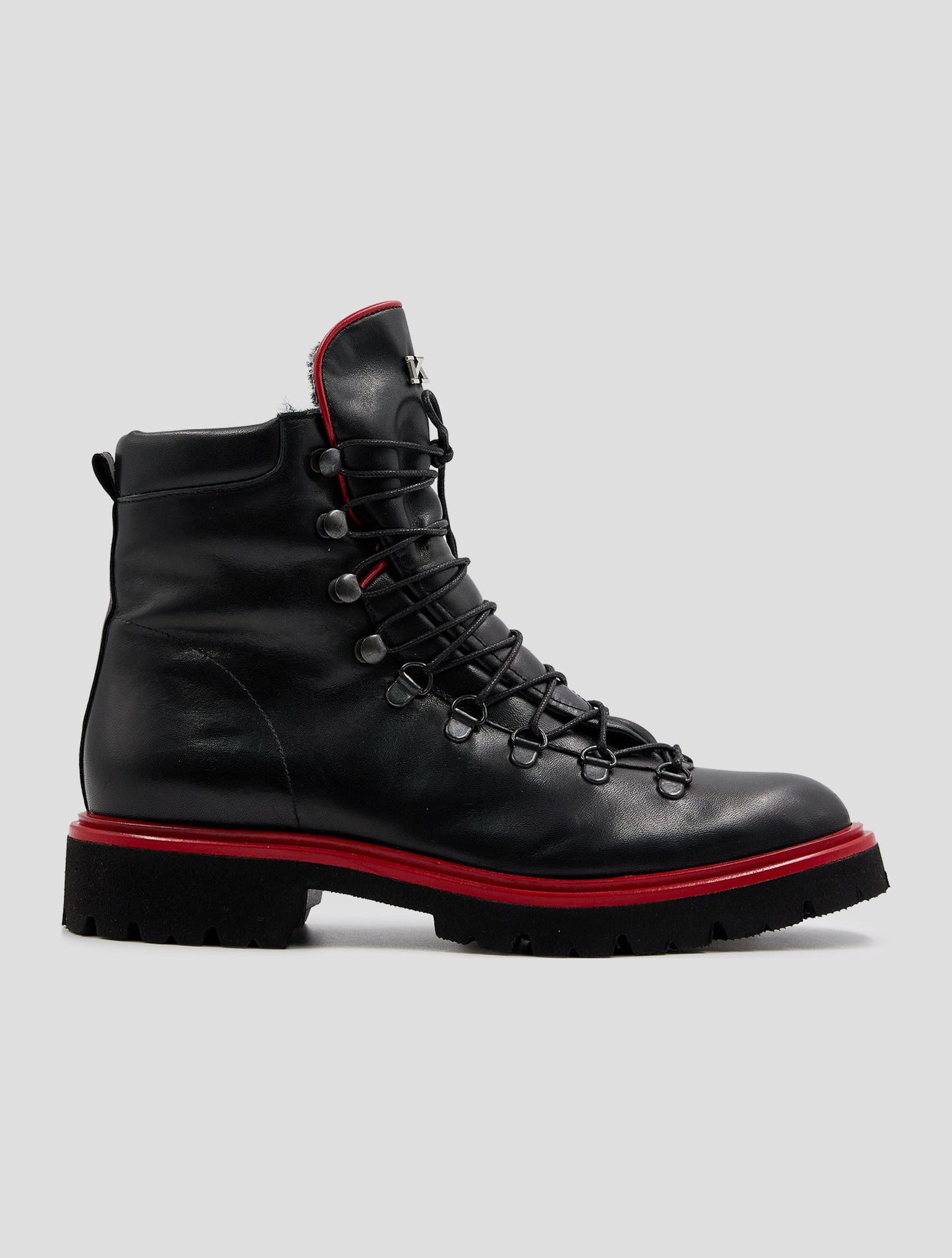 Kiton Black Leather Shearling Boots Women