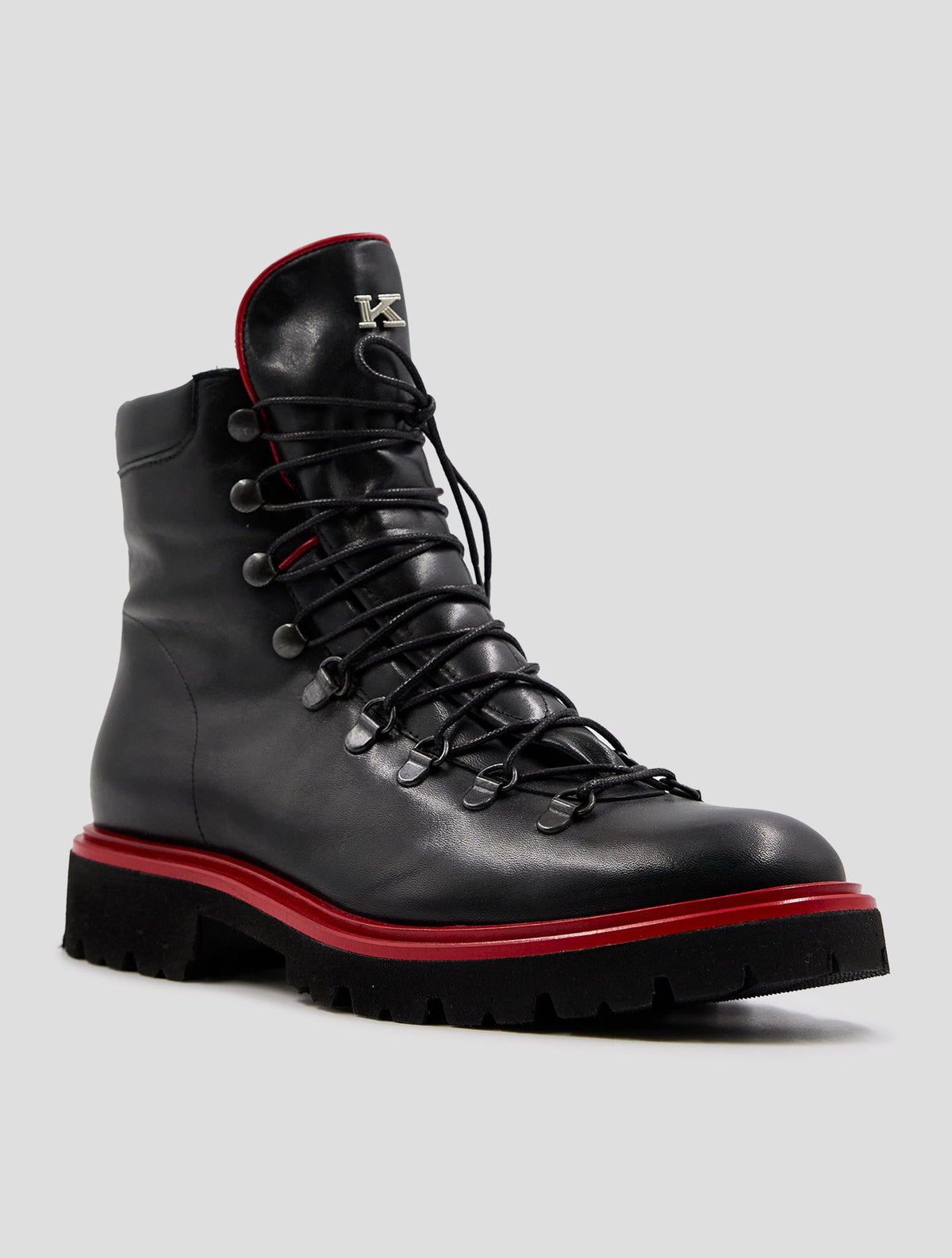 Kiton Black Leather Shearling Boots Women