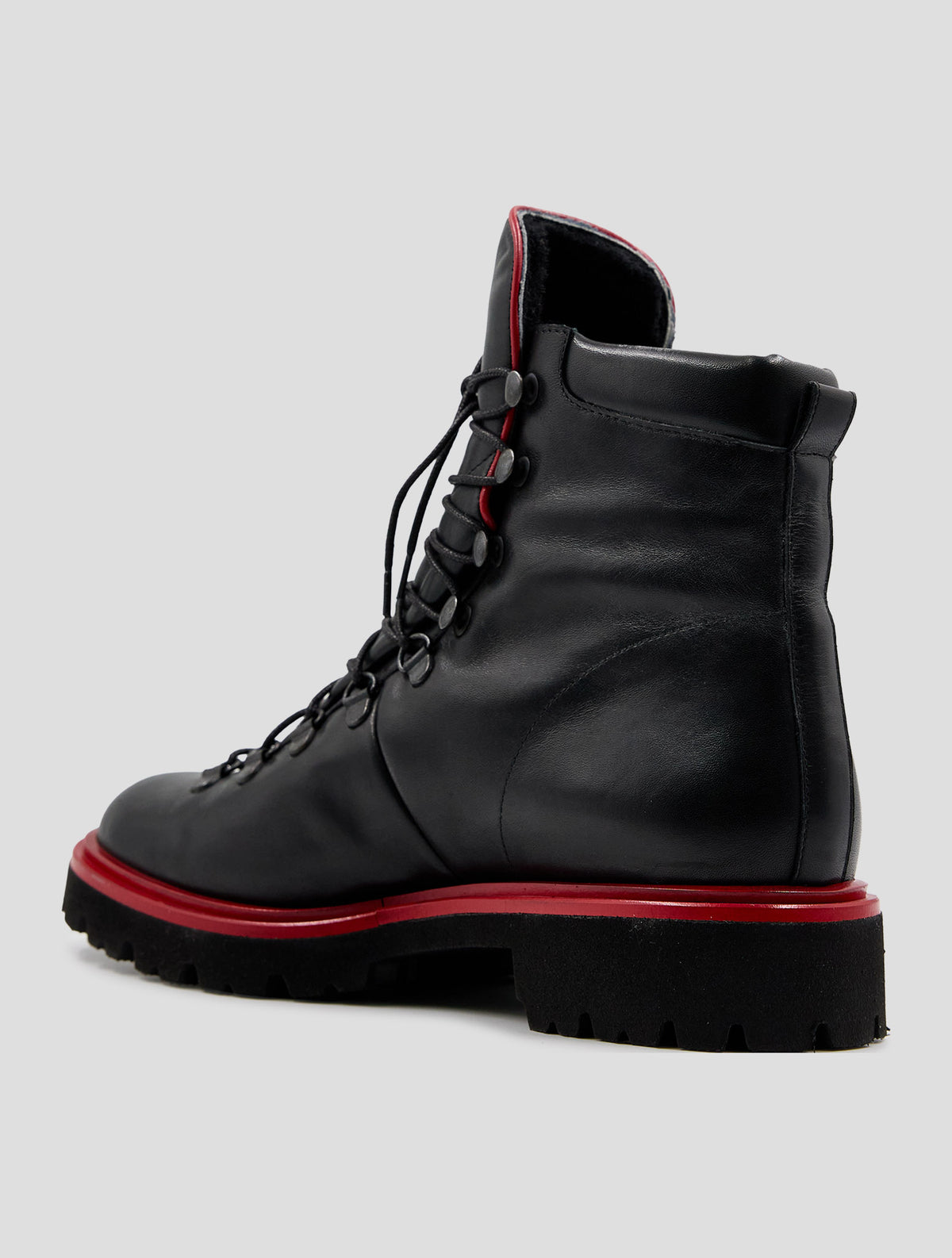 Kiton Black Leather Shearling Boots Women