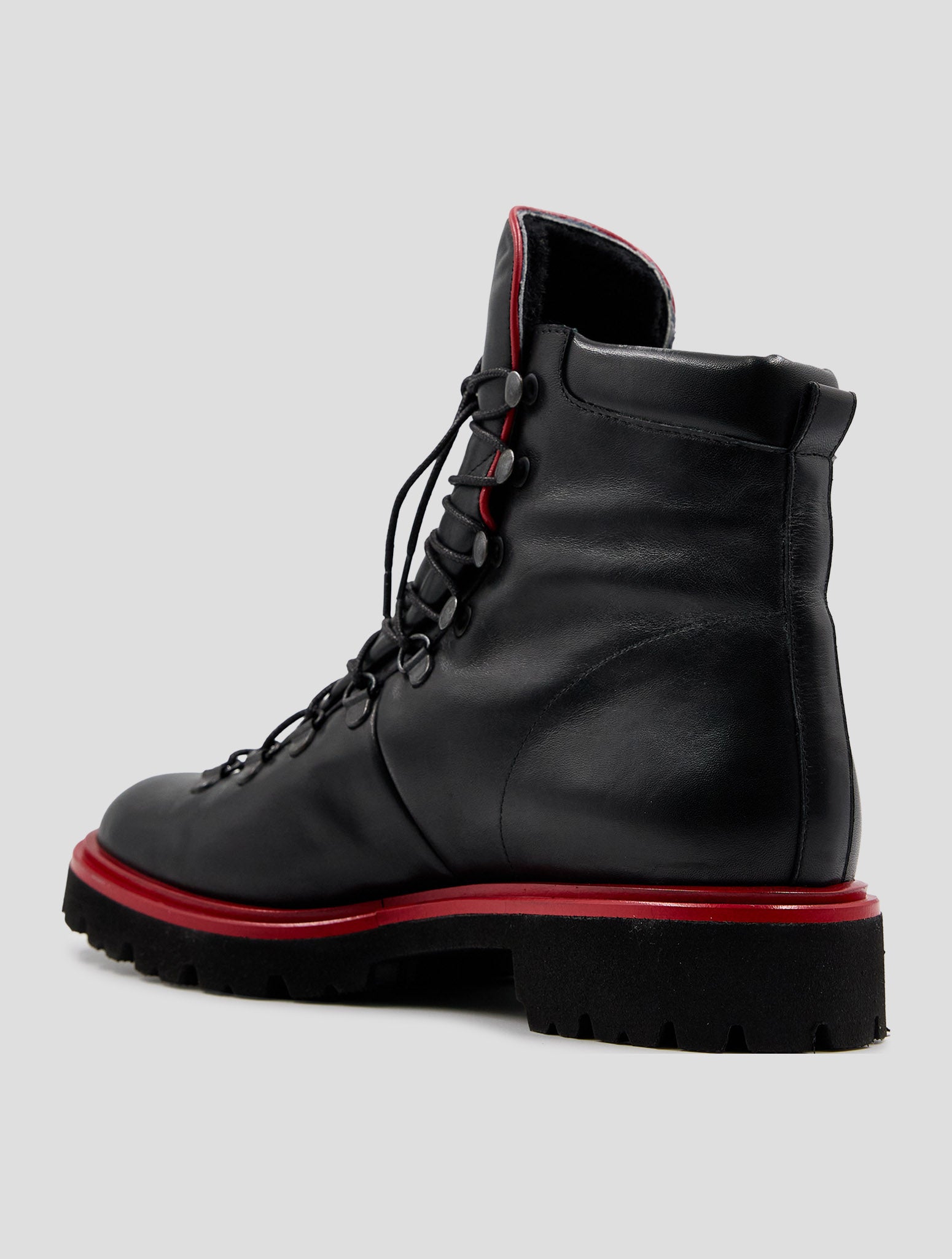 Kiton Black Leather Shearling Boots Women