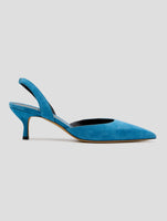 Kiton Light Blue Leather Suede Slingback Women