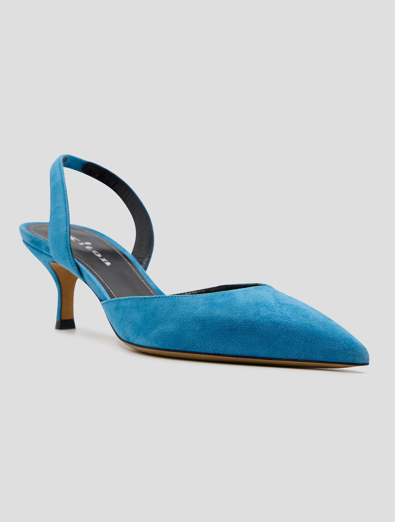Kiton Light Blue Leather Suede Slingback Women