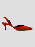 Kiton Red Leather Suede Slingback Women