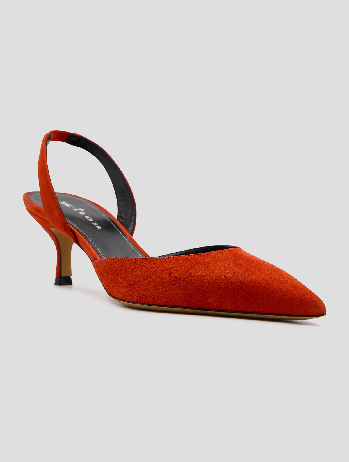 Kiton Red Leather Suede Slingback Women