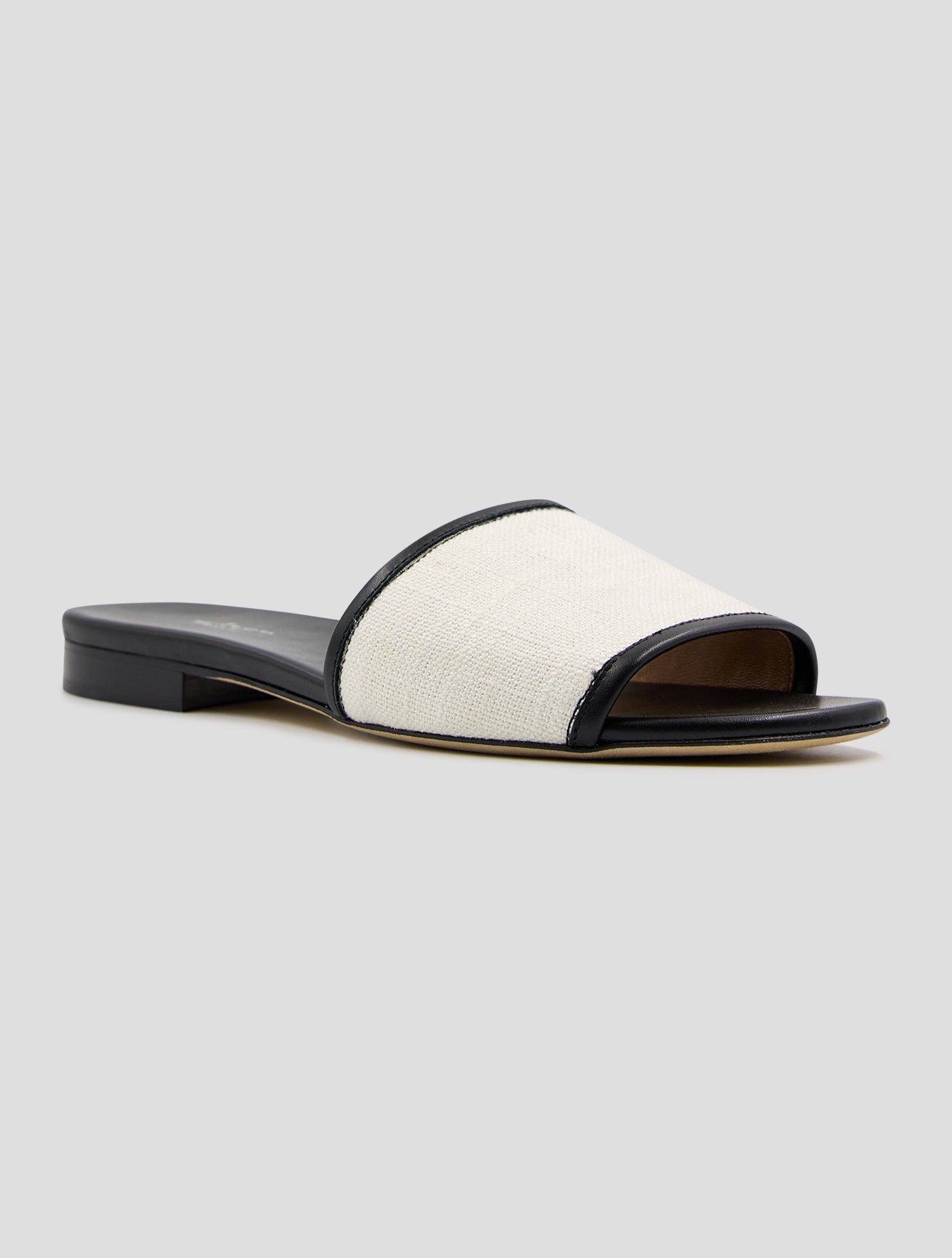 Kiton Black White Leather Cotton Sandals Women