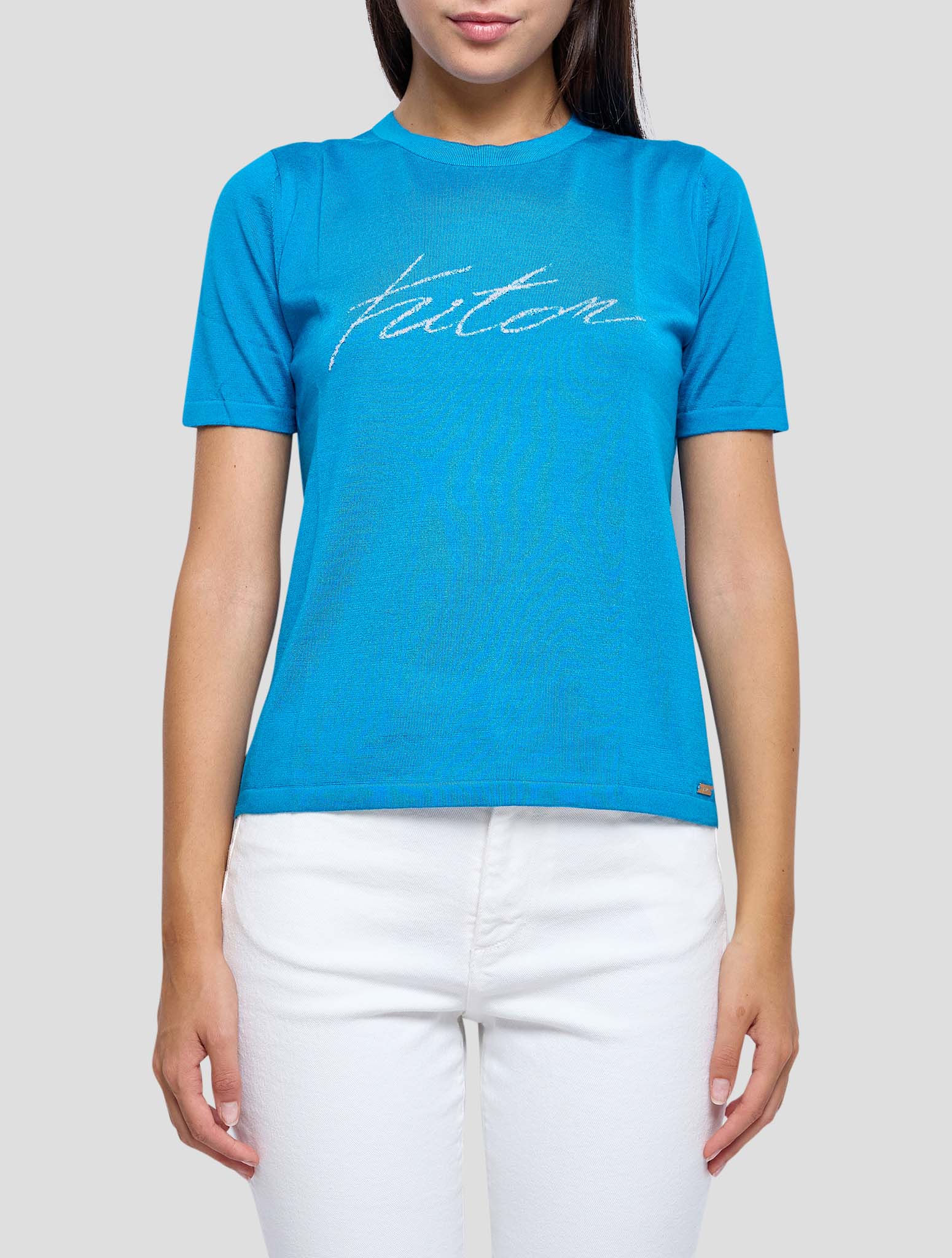 Kiton Light Blue Cashmere Silk T-Shirt Women