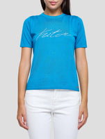 Kiton Light Blue Cashmere Silk T-Shirt Women