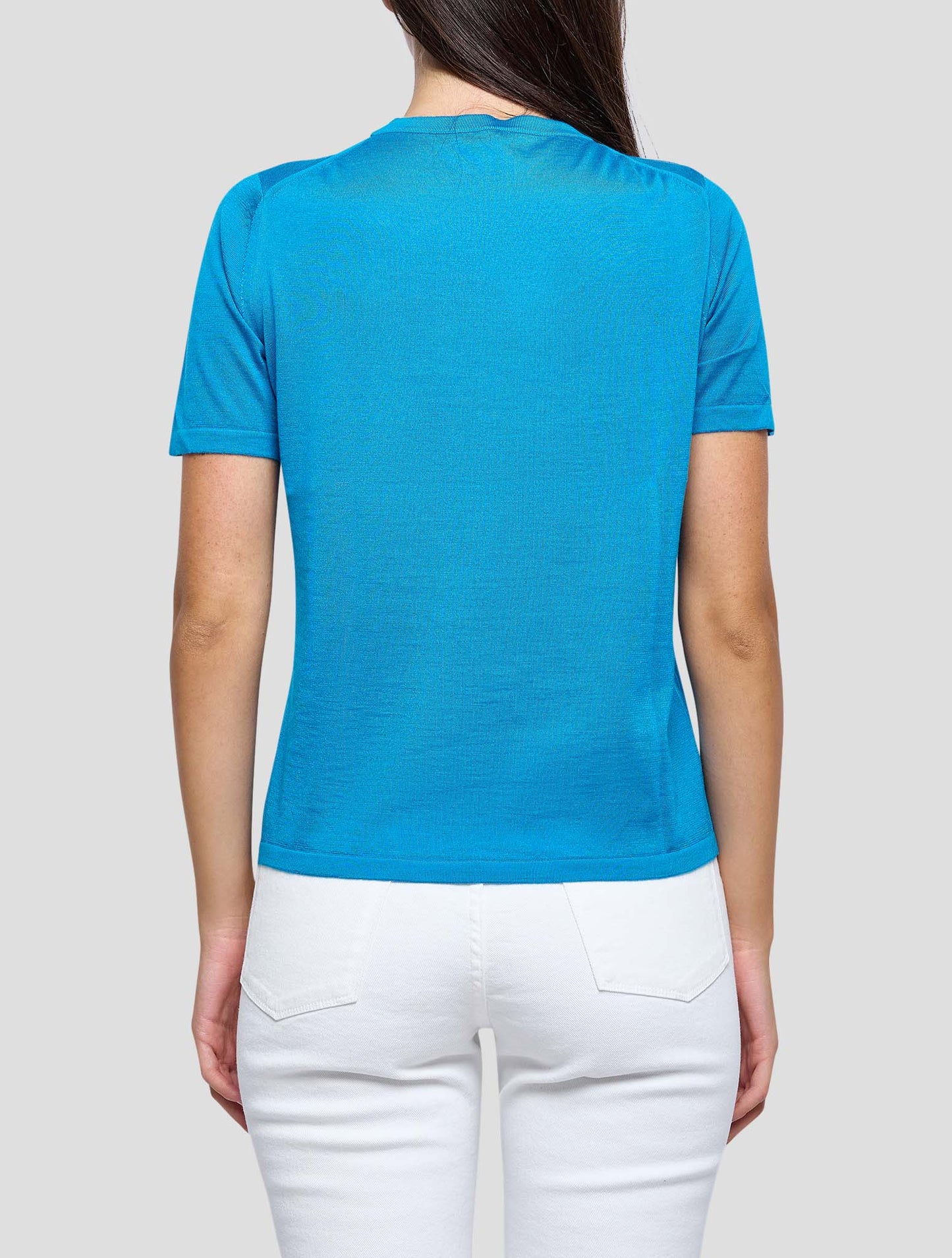 Kiton Light Blue Cashmere Silk T-Shirt Women