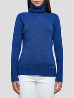 Kiton Blue Cashmere Sweater Turtleneck Women