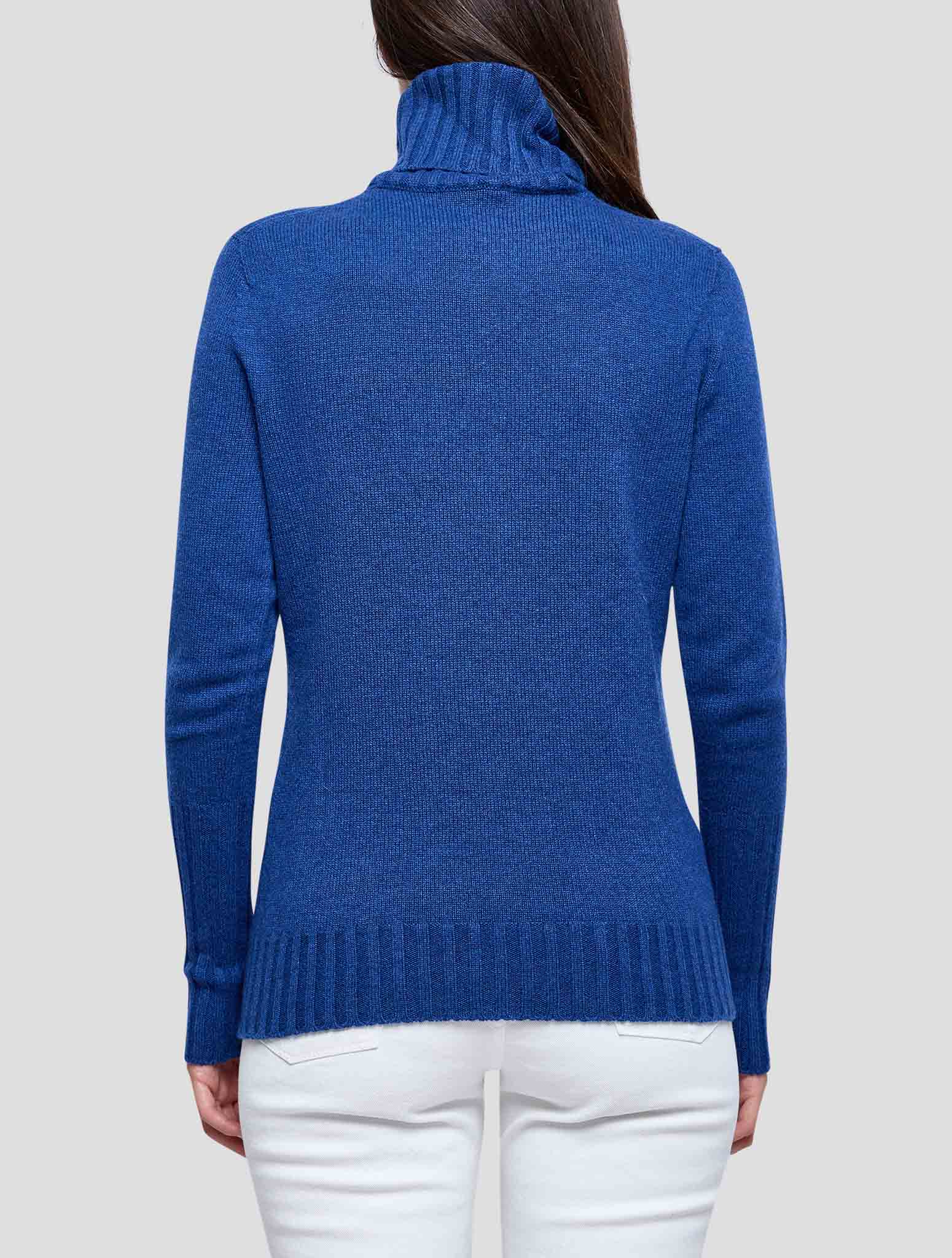 Kiton Blue Cashmere Sweater Turtleneck Women