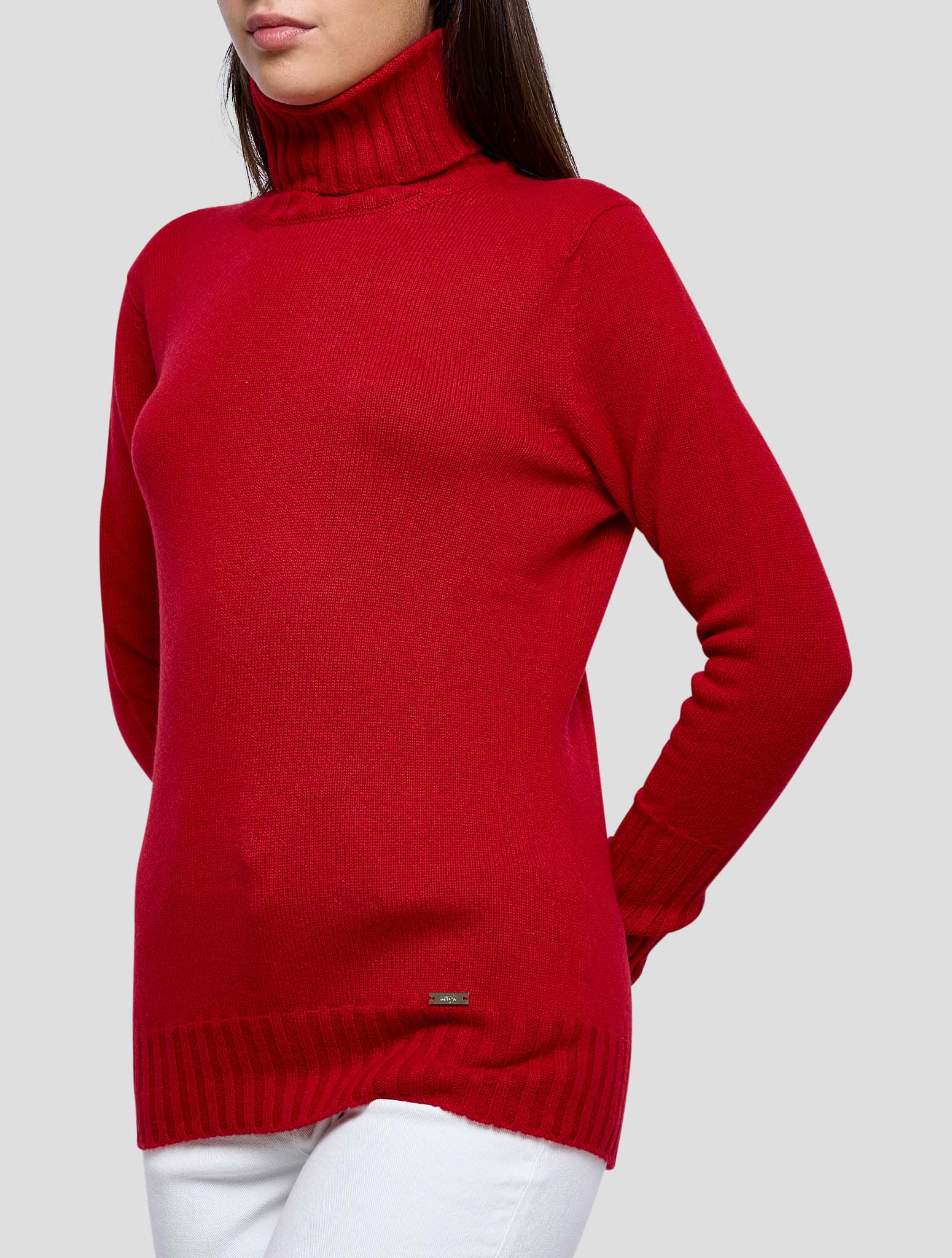 Kiton Red Cashmere Sweater Turtleneck Women