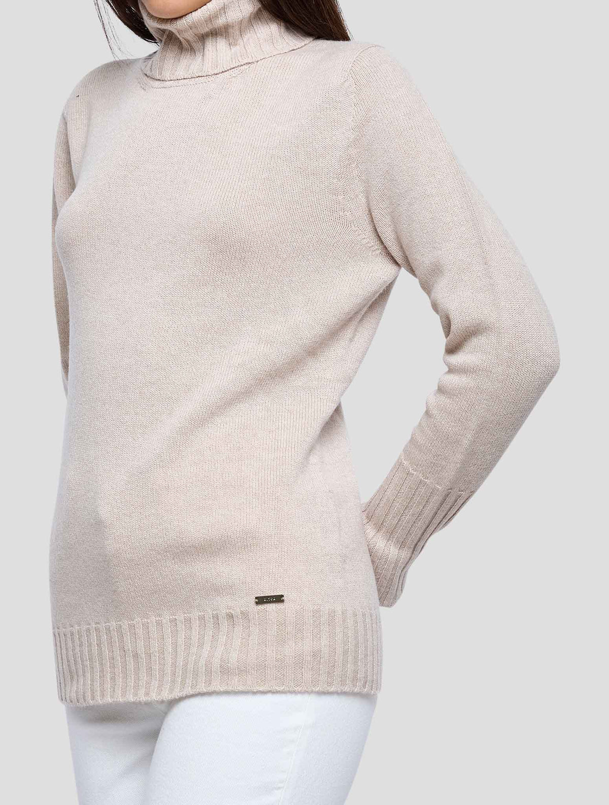 Kiton Beige Cashmere Sweater Turtleneck Women