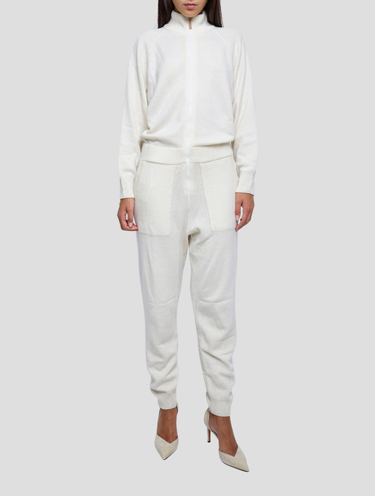 Kiton White Cashmere Tracksuit Full Zip Women