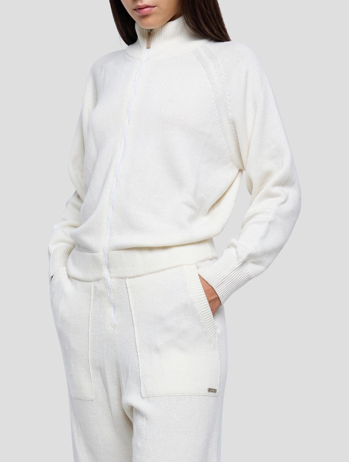 Kiton White Cashmere Tracksuit Full Zip Women