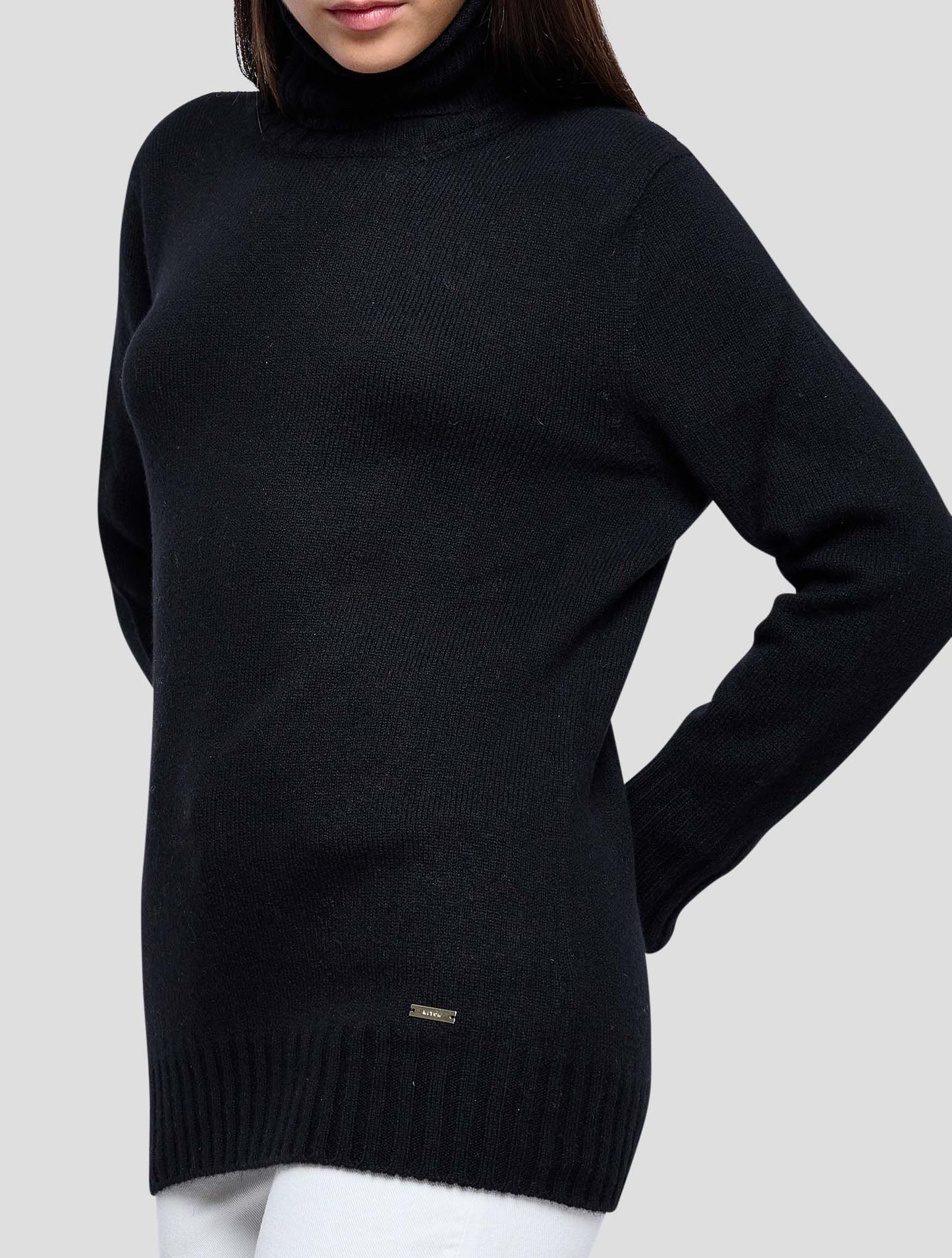 Kiton Black Cashmere Sweater Turtleneck Women