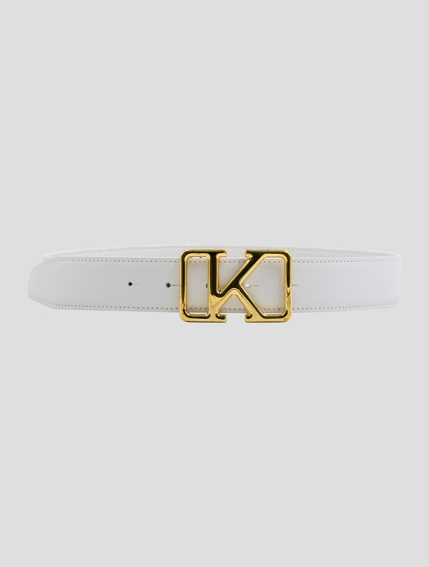 Kiton White Leather Calf Belt Women