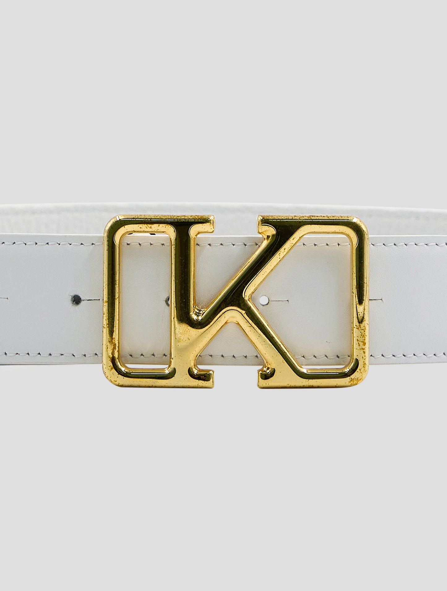 Kiton White Leather Calf Belt Women