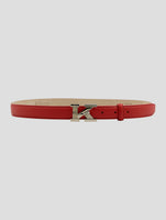Kiton Red Leather Lamb Belt Women