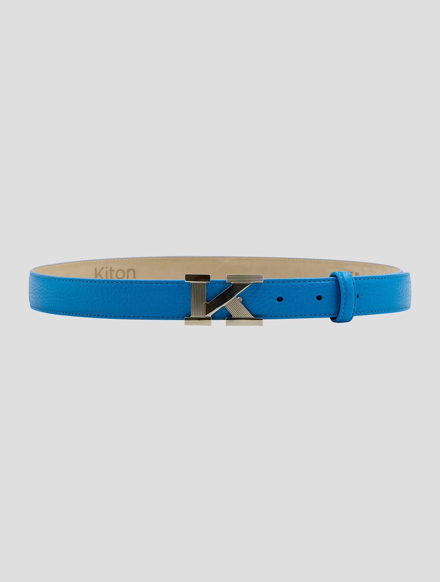 Kiton Light Blue Leather Deer Belt Women