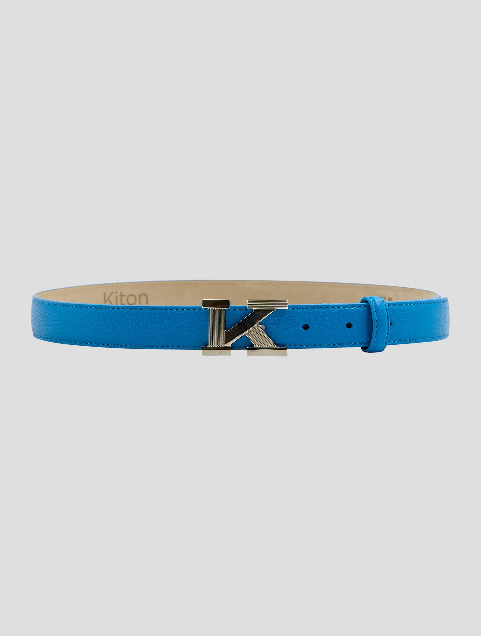 Kiton Light Blue Leather Deer Belt Women