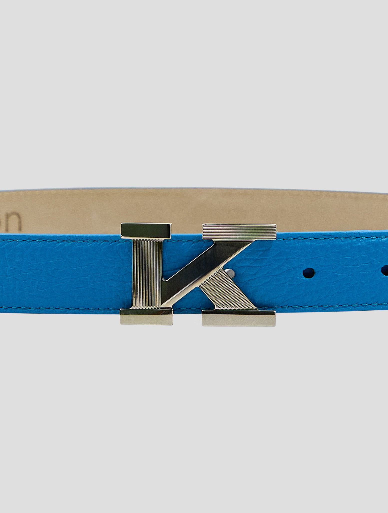 Kiton Light Blue Leather Deer Belt Women