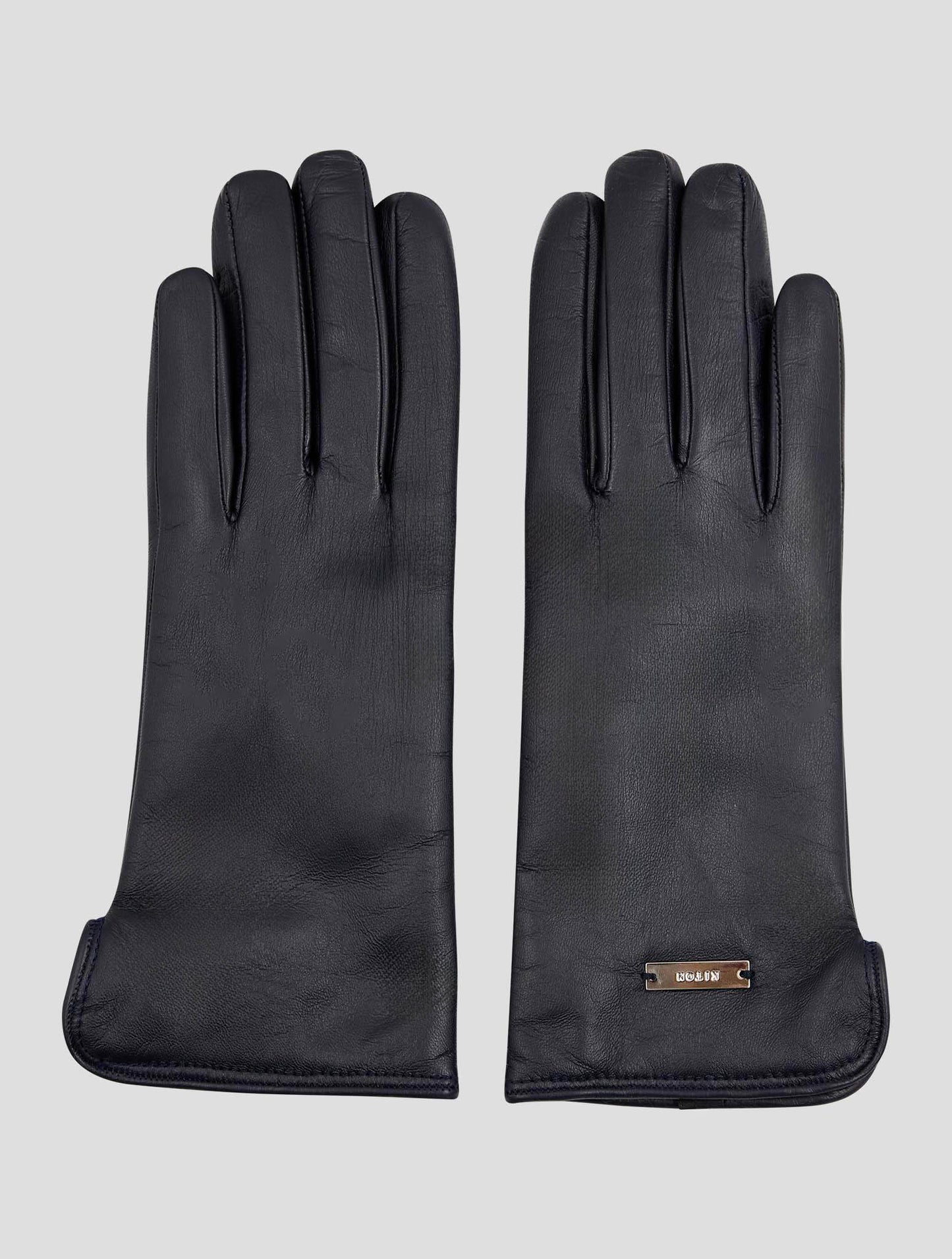 Kiton Black Leather Lamb Gloves Women