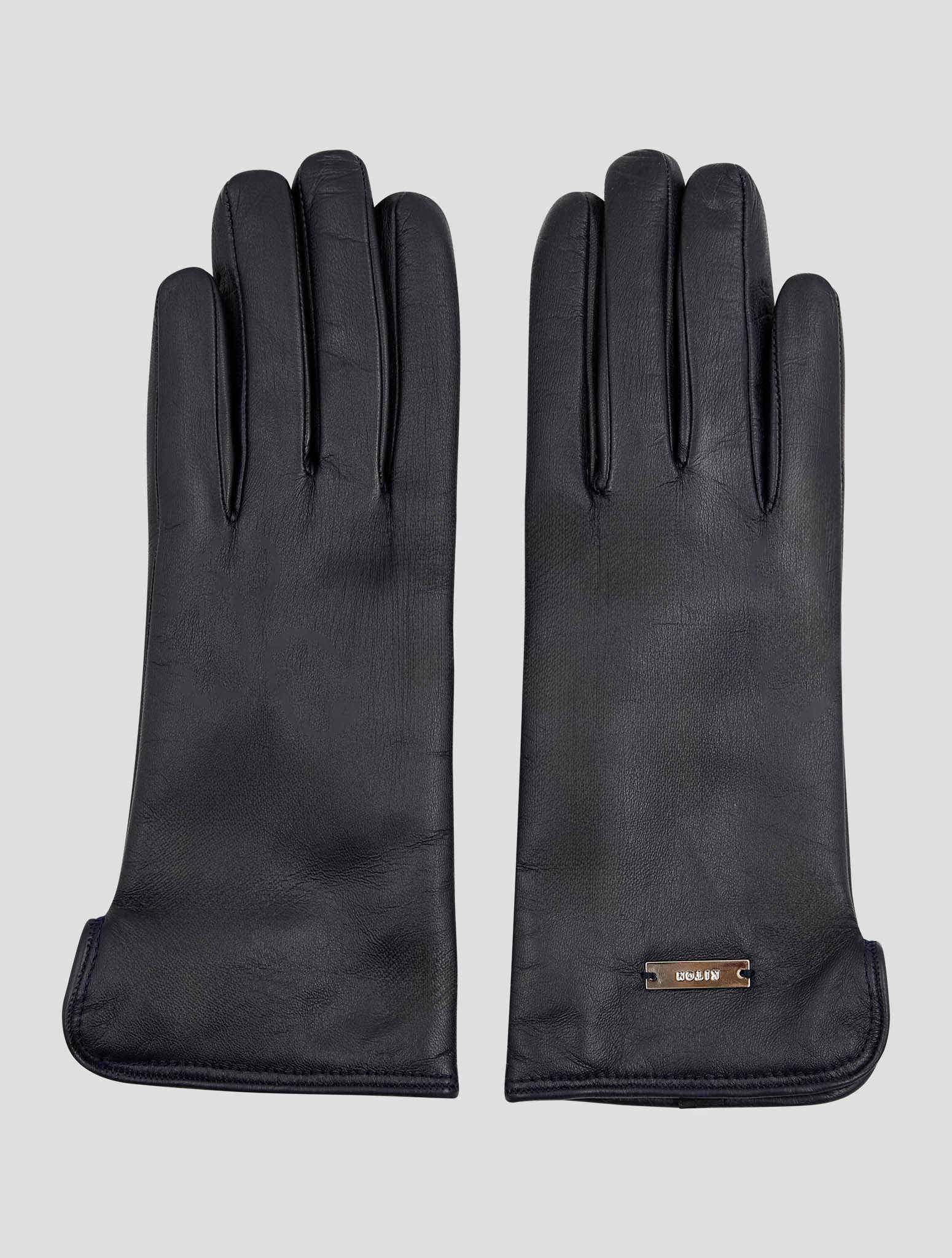 Kiton Black Leather Lamb Gloves Women