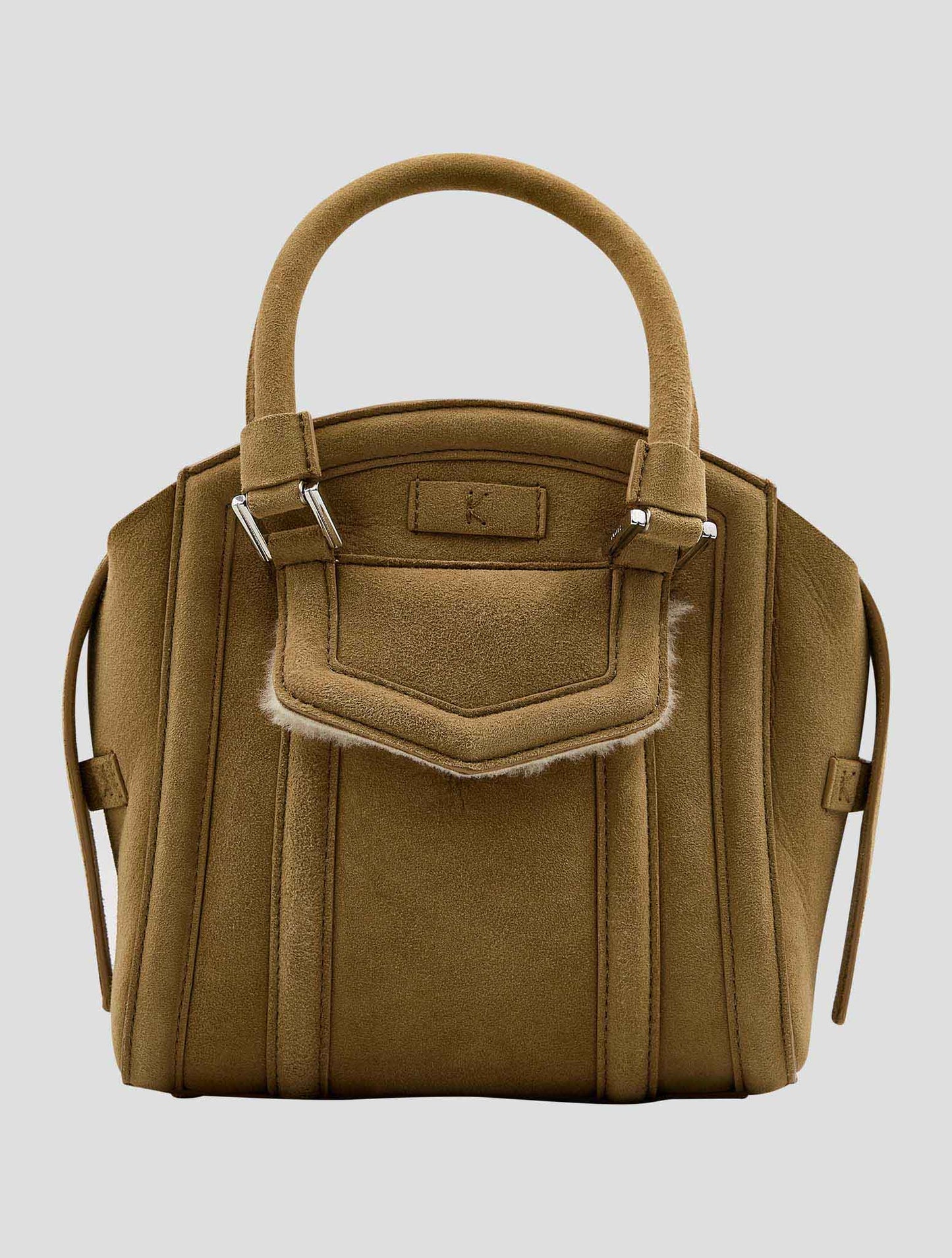 Kiton Brown Leather Shearling Bag Women