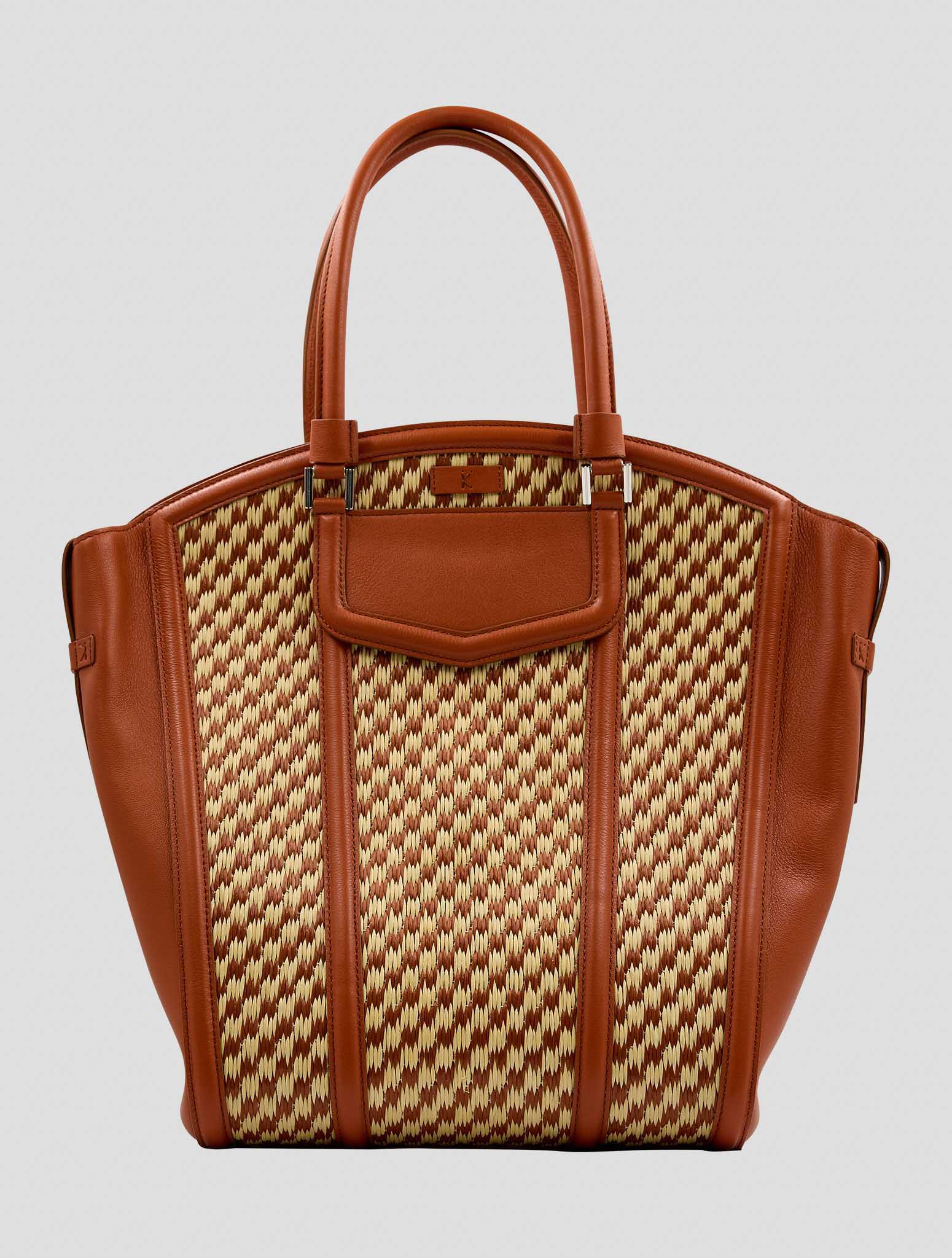 Kiton Beige Brown Viscose Cotton Bag Women