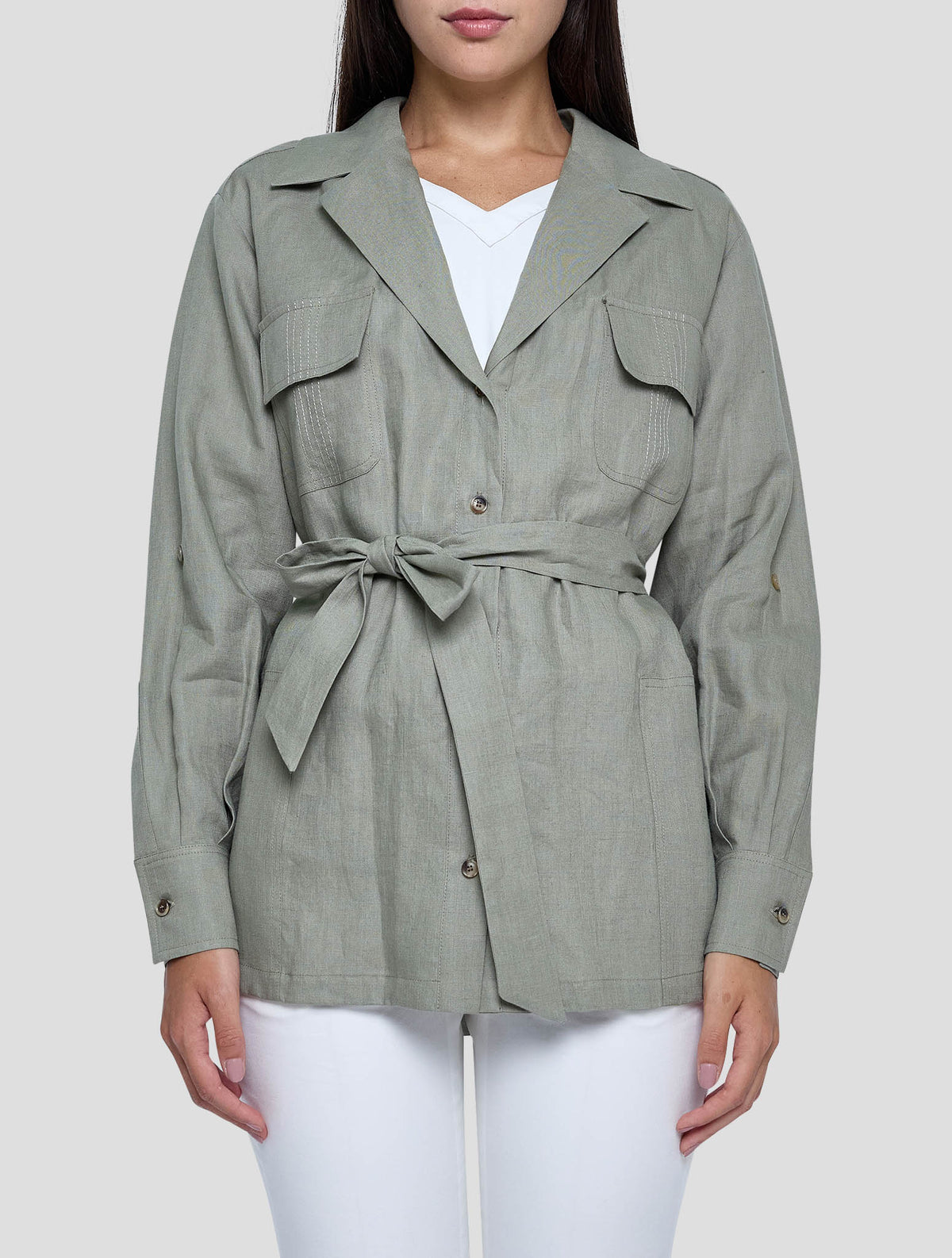 Kiton Green Linen Shirt Women