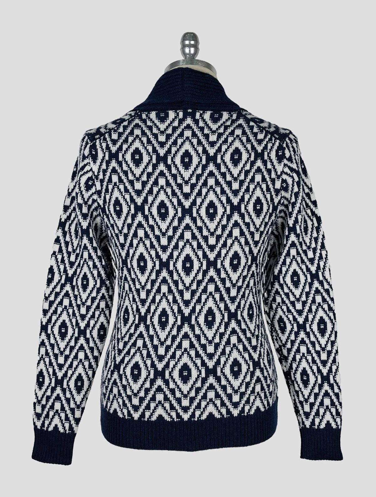 Kiton Blue White Cashmere Cardigan
