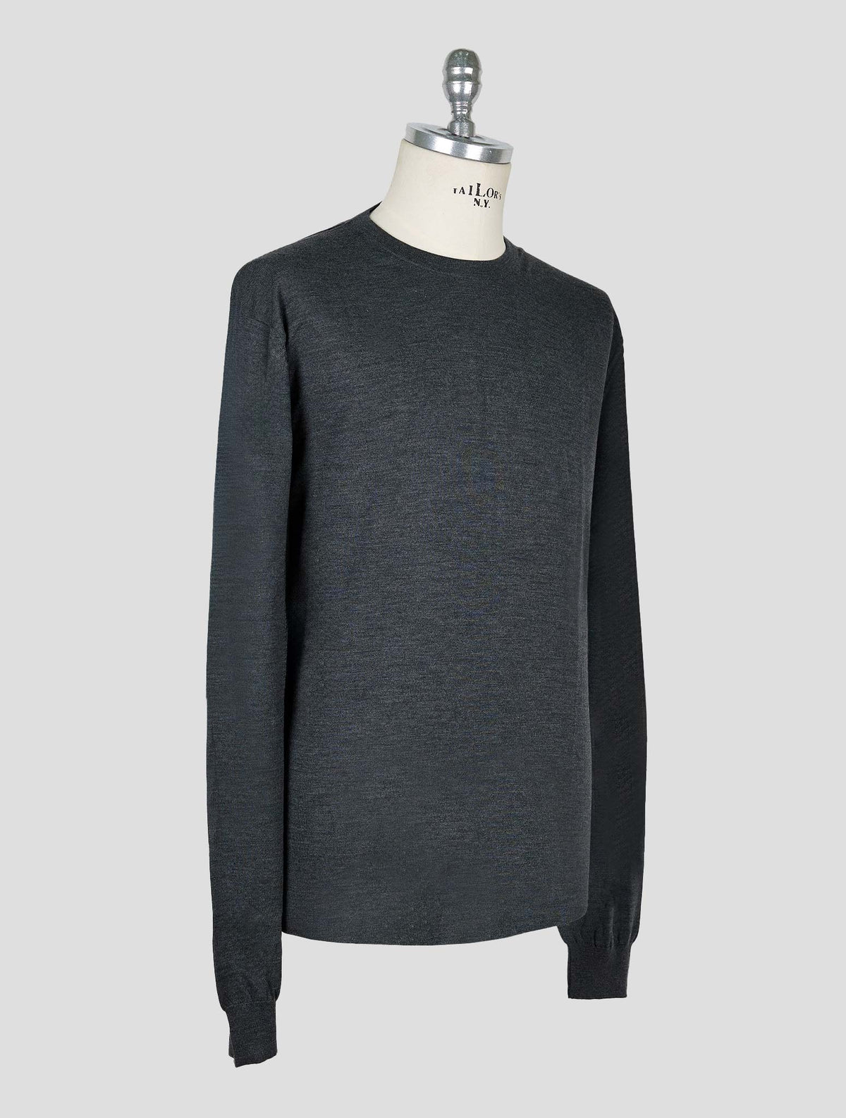 Kiton Dark Gray Wool Diamante Blu Sweater Crewneck
