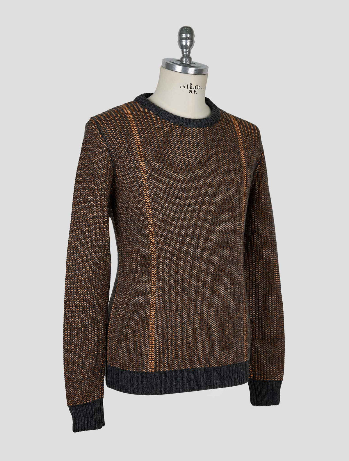 Kiton Orange Gray Cashmere Sweater Crewneck
