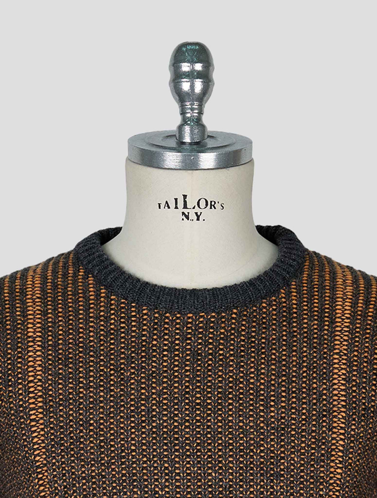 Kiton Orange Gray Cashmere Sweater Crewneck