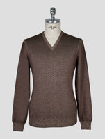 Kiton Brown Wool Sweater V-Neck